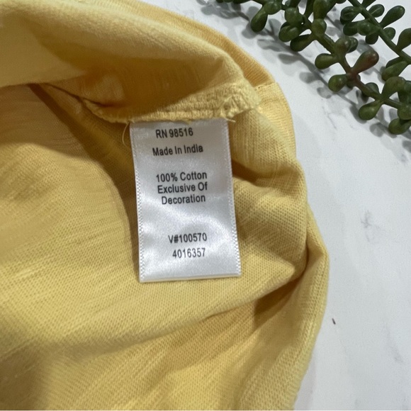 Coldwater Creek Heather Yellow 3/4 Sleeve Cotton Shirt with Brown Sequin Collar - Picture 9 of 10